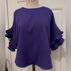 Chic Ruffle Sleeve Blouse in Deep Purple